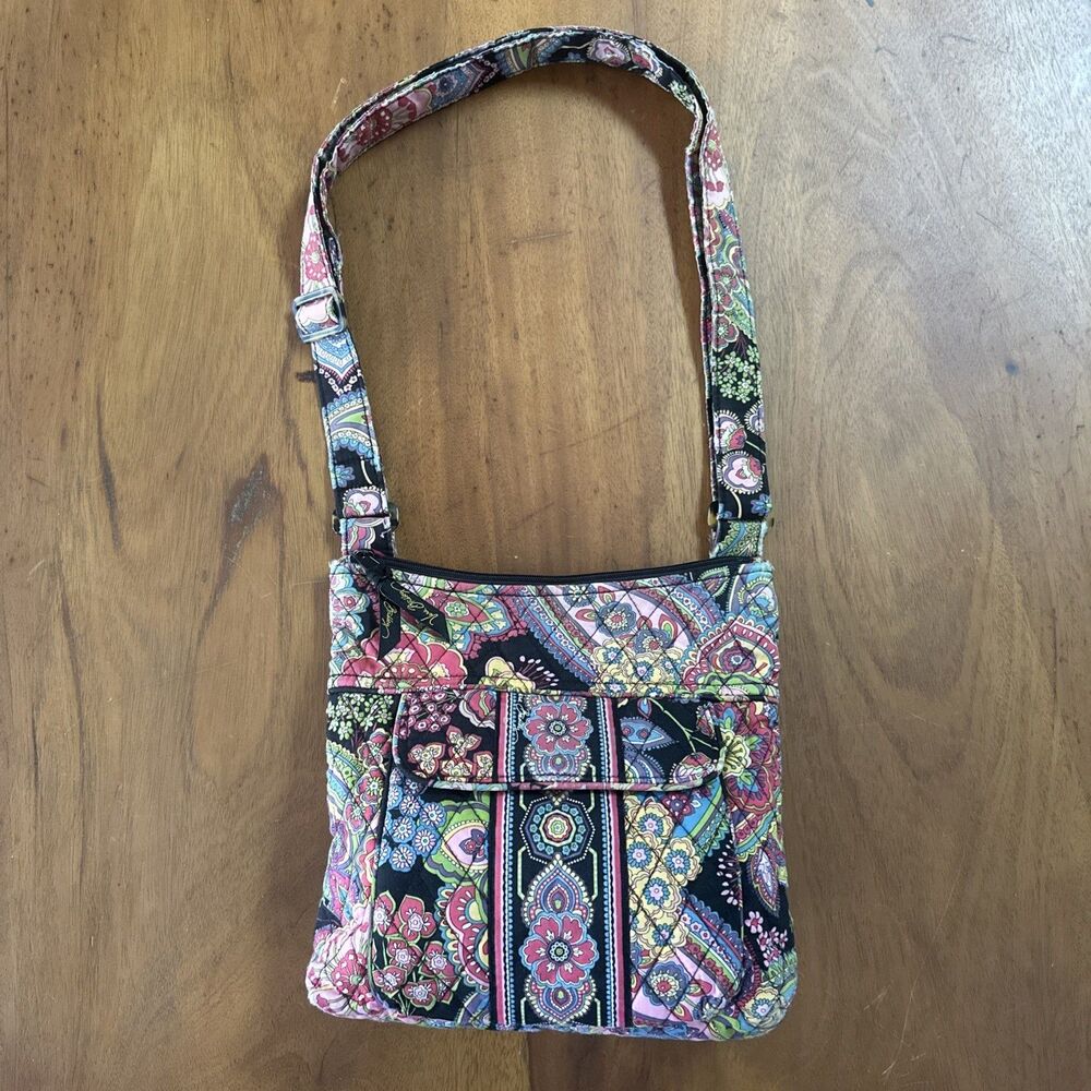 Vera Bradley Top Zip Hipster Crossbody Bag in Haymarket Paisley Black